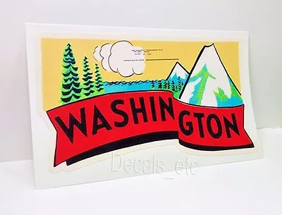 Washington State Vintage Style Travel Decal Vinyl Sticker Luggage Label • $4.69