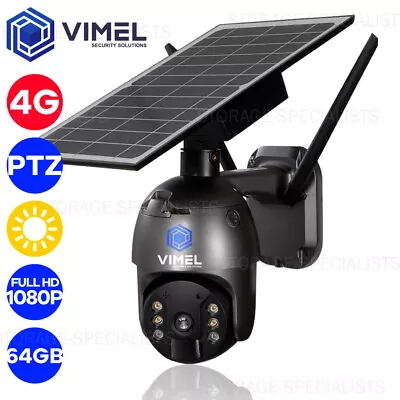 4G SIM Card 64GB Solar Security Camera PTZ Construction Site LIVE View Remotely • $249