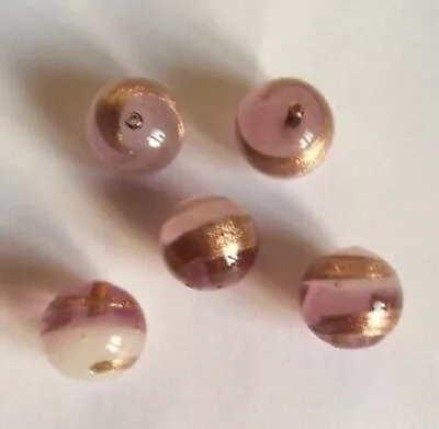 Five 15mm Lilac Aventurine Murano Glass  Beads  • £8