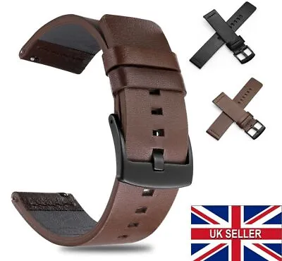 £6.49 • Buy Quick Release Quality Genuine Leather Watch Strap Black Brown Band Replacement