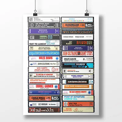 Jazz Poster: Cassette Print Classic Jazz Albums Fan Gift Art • £16.49