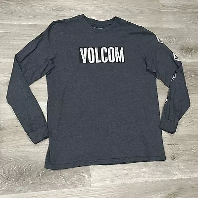 Volcom Mens T-Shirt Large L Long Sleeve Graphic Print Gray Cotton Polyester • $7.98
