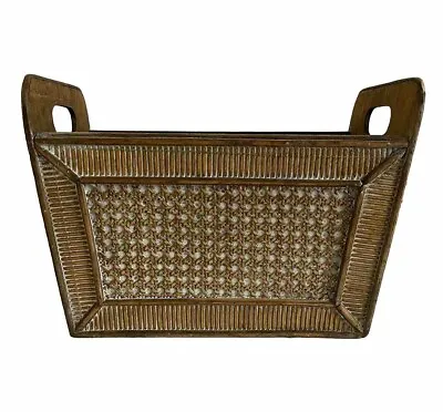 Wicker Rattan Cane Magazine Book Vinyl Record Rack Holder Vintage Boho • $14.66