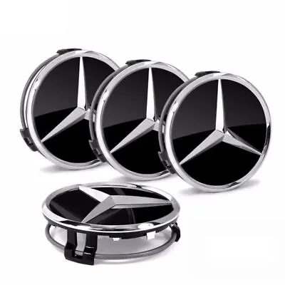 4PCS Black Wheel Centre Caps 75mm Badge Hub Emblem Fit For Mercedes-Benz C E S • $14.59