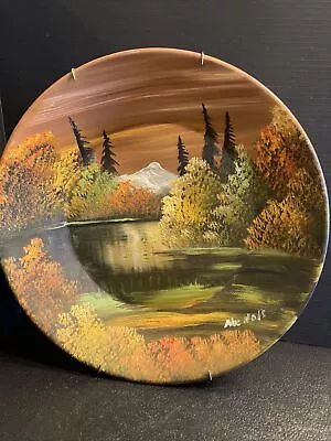 11) 12 Vintage Gold Mining Pan Hand Painted Artist Signed Mountain Fall Scenery • $60