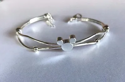 Mickey Mouse Inspired Silver Plated  Bracelet Bangle • $12.95