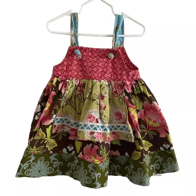 Matilda Jane Floral Knot Dress Bib Dress Green Red Pink Blue 18 Months • $30