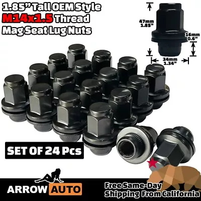 24x Black M14x1.5 OEM Factory Style Mag Seat Lug Nuts Fit Infiniti Nissan Lexus. • $33.95