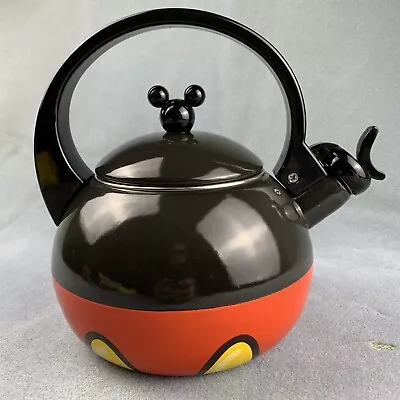 Disney Parks Mickey Mouse Teapot Tea Kettle  W/ Harmonic Whistle Black & Red • $39.99