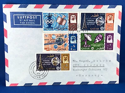 QATAR AIRMAIL COVER 1966 DOHA To GERMANY  NICE SET STAMPS RARE   (A8/34) • $87