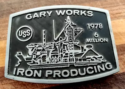 Gary Works US Steel Mill Iron Producing Belt Buckle VTG 1978 USS Indiana • $72