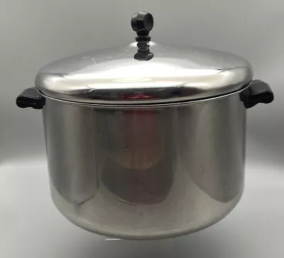 Vtg Farberware Aluminum Clad Stainless Steel 8 Qt Stock Pot W/Lid USA MV • $30