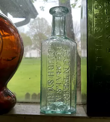 OPEN PONTIL HUNTER'S PUL.BALSAM Or COUGH SYRUP J.CURTIS BANGOR MINT 1840s BOTTLE • $290