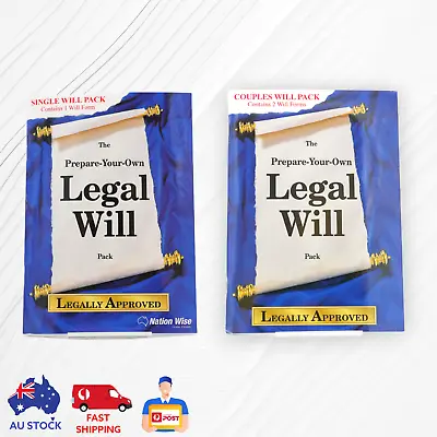 $24.50 • Buy New Do It Yourself Will - Single/Couples Pack Lawyer Approved For Australia