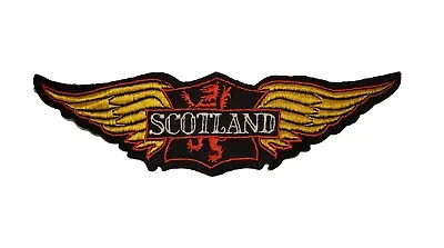 Vintage  Scotland  Embroidered Black Felt Gold Wings Patch • $19