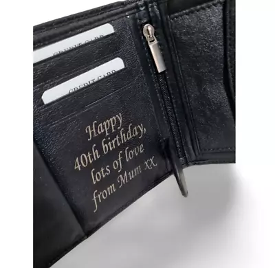 Anniversary Fathers Day Gift For Husband Personalised Men Leather Wallet Grandad • £14