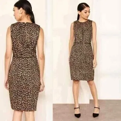 J. Crew Leopard Dress Sheath Bi-Stretch Cotton Sleeveless Knee Length Size 6 • $21.88