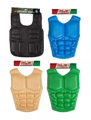 Kids Play Foam Vest 4 Pack With Straps Tactical Military Muscle Fake Abs Black • $15.93