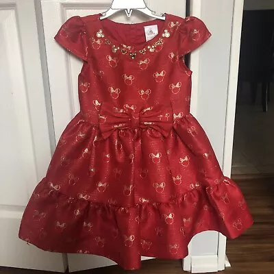 Disney Store Minnie Mouse Icon Christmas Holiday Party Dress For Girls Size 5/6 • $14.99