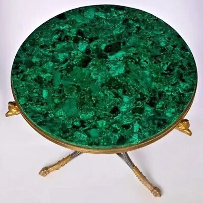 Malachite Stone Coffee Table Top Marble Round Sofa End Table Table Home Decors • $521.54