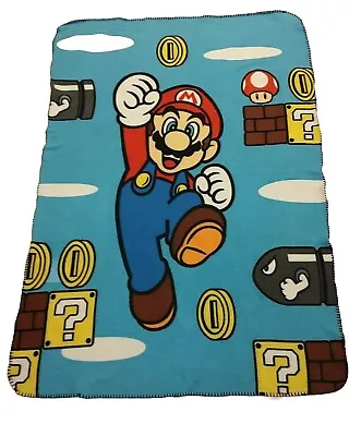 Super Mario Brothers MARIO  Red Blue Lightweight Fleece Blanket 52 X36  READ! • $10