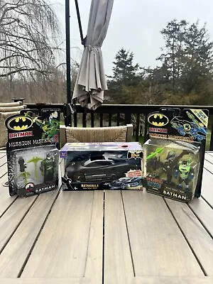 Vintage Batman DC Mattel Batmobile Vehicle & Two Batman Figures NIB • $10