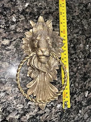 Vintage Large SOLID BRASS LION HEAD DOOR KNOCKER • $57