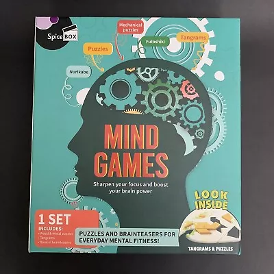 Spice Box Mind Games Set Brain Power Booster Puzzles Tangrams Brain Teasers • $10.90