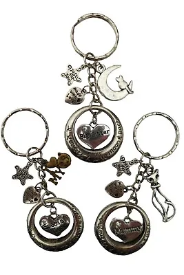 I LOVE YOU TO THE MOON AND BACK Keyring Cat Love Charm Family Gift + Bag • £4.97