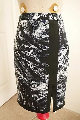 BASQUE PETITE Black White SKIRT Size 8 NWOT NEW Straight Pencil Office Retro • $15