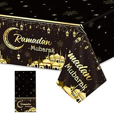 1PC Ramadan Mubarak Tablecloths Eid Party Table Black And Golden • $9.22