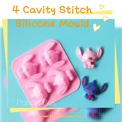 4 Stitch Silicone Cake Mould Baking Ice Cube Jelly Soap Cartoon Kids Party  • £6.55