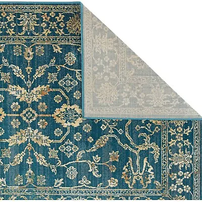 £34.70 • Buy Teal Blue Rug Traditional Floral Pattern Living Room Bedroom Carpet Large Small