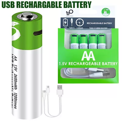 4Pcs 1.5V 2600mWh AA / AAA Battery Type-C USB Rechargeable Lithium Ion Batteries • $32.99