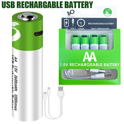 4Pcs 1.5V 2600mWh AA / AAA Rechargeable Battery Type-C USB Lithium Ion Batteries • $18.99