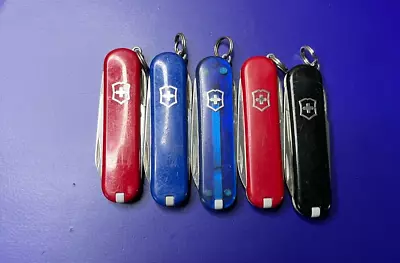 Lot Of 5 Victorinox Classic Sd Swiss Army Knives - Multi Colors And Logos • $25