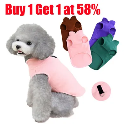 £3.11 • Buy Warm Fleece Dog Vest Coat Puppy Cat Jumper Winter Jacket Clothes With Leads Ring
