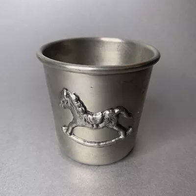 2.5  K&S Pewter Rocking Horse Baby Child's Cup Signed Helble 1985 Virginia • $12