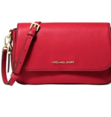 Michael Michael Kors Bedford Legacy Leather Flap Crossbody Bright Red Gold • $112.25