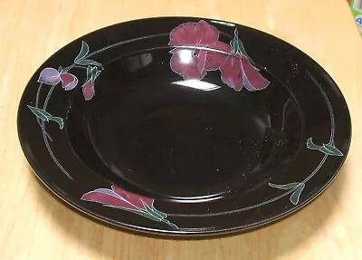 VTG Mikasa Galleria Night Tango 9 Inch Soup Bowls Black W/Purple • $15