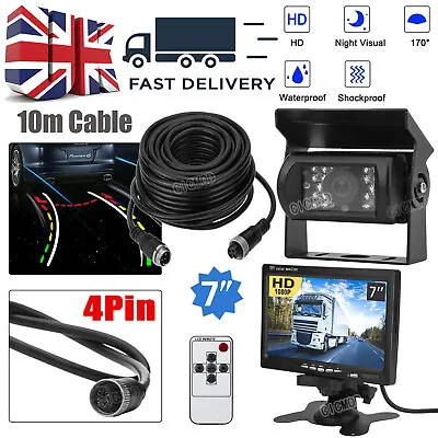 4Pin Truck Trailer Rear View Night Vision Reversing Camera + 7  LCD Monitor Kit • £37.99