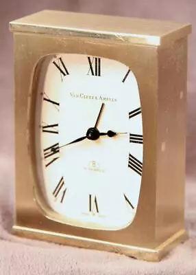 Vintage Van Cleef & Arpels 8 Day 15 Jewel Brass Hand Wind Table Alarm Clock • $1466.84