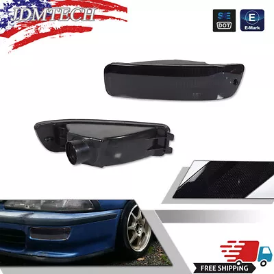 Fits Acura 92-93 Integra Front Bumper Lights Turn Signal Parking Lamps Smoke L+R • $29.99