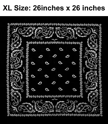 Xl 26 X26  Cotton Paisley Designs Scarf Bandana Handkerchief Head Wrap Wristband • $6.99