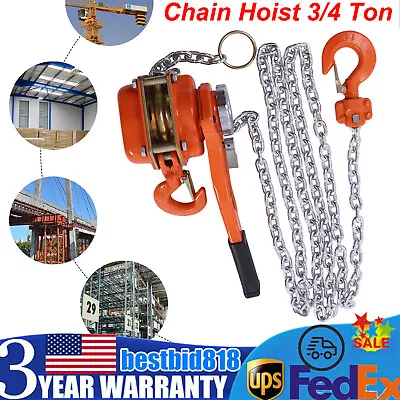 3/4 Ton Chain Hoist Ratchet Lever Block 10FT Chain Come Along Lift Puller 1650LB • $55.12