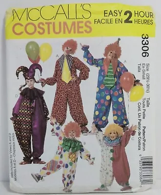 McCalls Costumes Pattern 3306 Clown Adult Teen Size XS 29.5-30.5 Chest UNCUT • $5