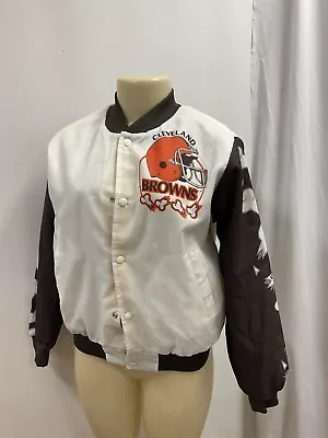 Vintage Chalk Line Nfl Cleveland Browns Dawgs Satin Bomber Jacket Size 18/20 • $125