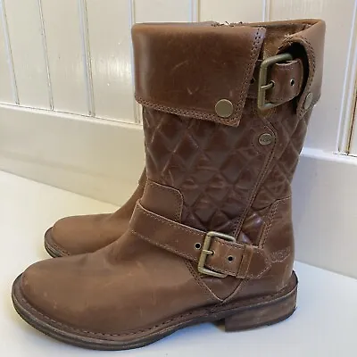 UGG Australia Conor Fawn Boots FAWN Short Moto Buckle Boots Size 6 Womens • $45