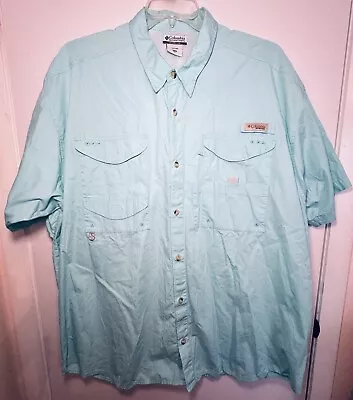 Columbia PFG Vented Fishing Shirt Blue Hiking Camp Button Up Mens Size 2XL XXL • $21.95