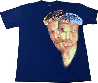 VTG 90s David Bowie Mens XL Double Sided Navy Blue Brockum Outside Tour T Shirt • $129.99